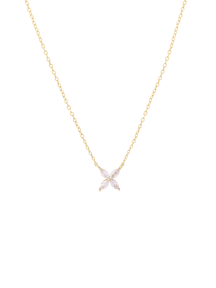 Collar Dije Cuatro Petalos Zirconias