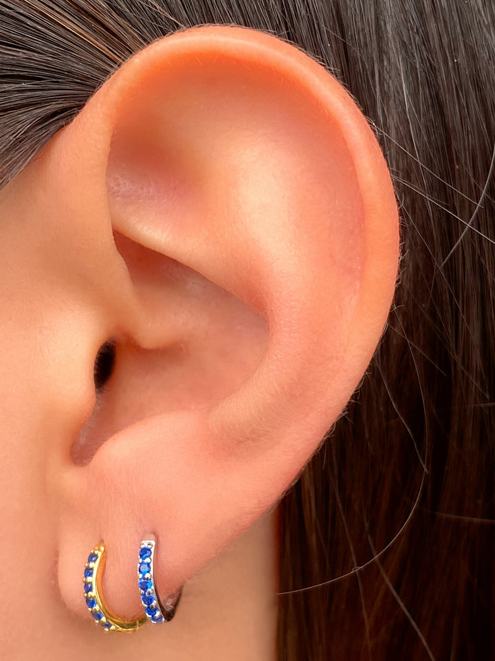 Arracada Zirconias Azul 10 mm