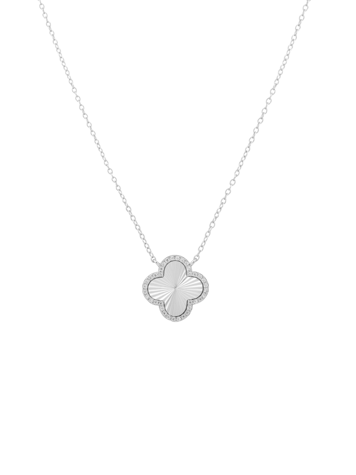 Collar Dije Trebol Contorno Zirconias
