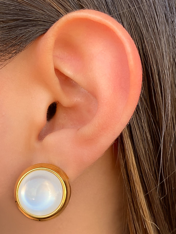 Par Arete Circulo Con Piedra