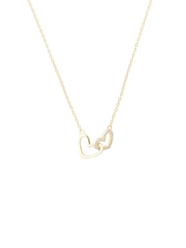 Collar Dije Doble Corazon Enlazado