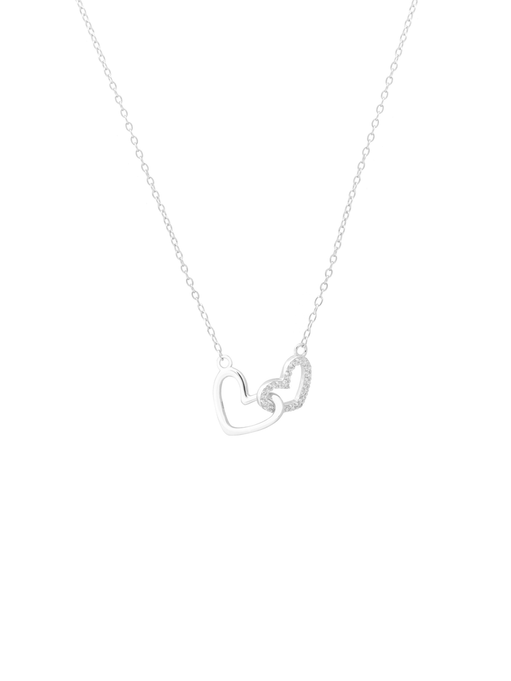 Collar Dije Doble Corazon Enlazado