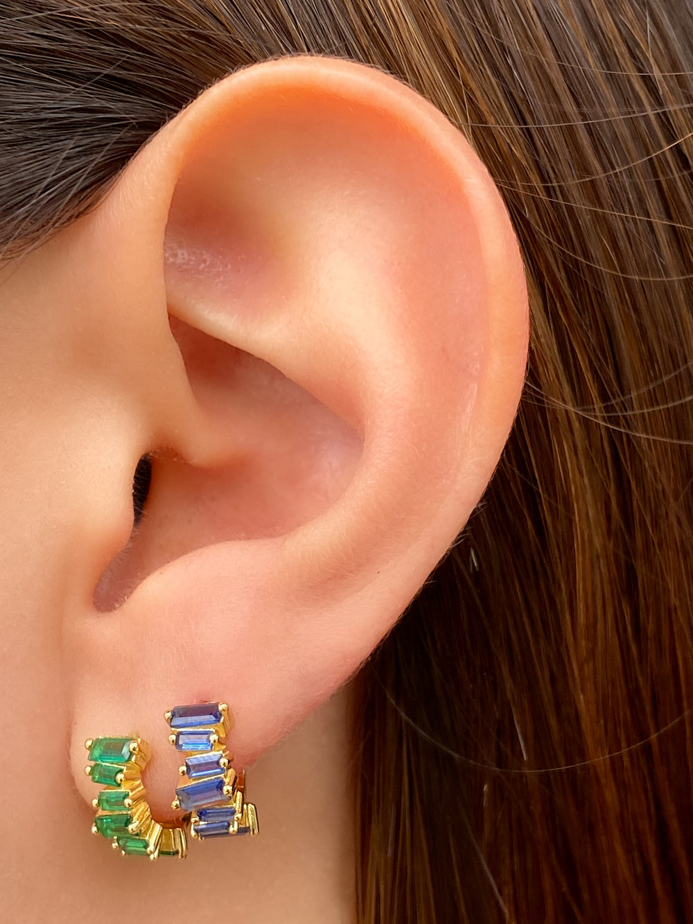 Mini Arracada Con Baguette