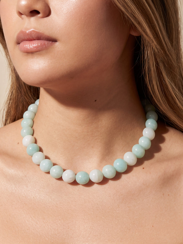 Choker Bolitas Piedra Natural 12 mm