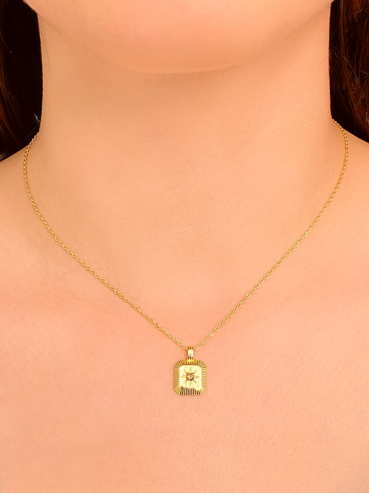 Collar Dije Cuadrado Estrella Piedra Topacio