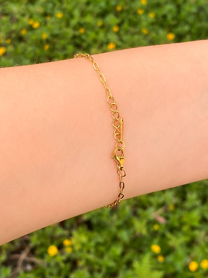 Pulsera Mini Eslabones Con Estrella De Mar y Perlitas