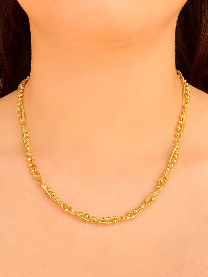 Collar Doble Torcido Con Bolitas