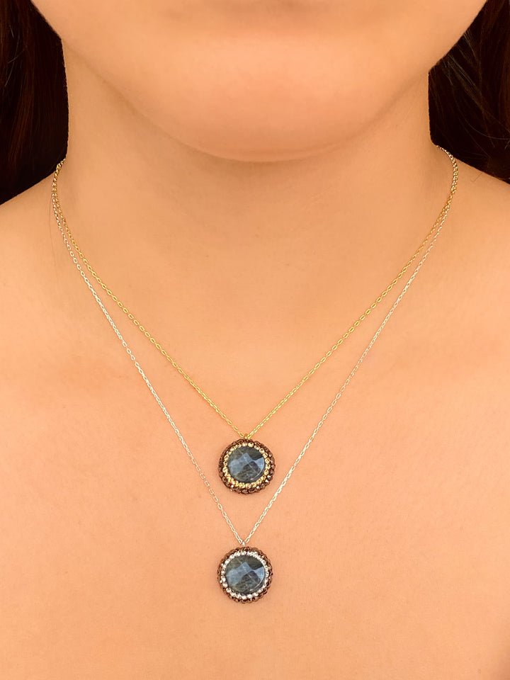 Collar Con Dije Piedra Labradorita