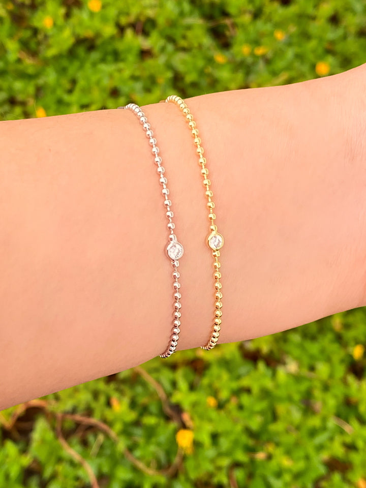 Pulsera Bolitas Con Zirconia Bisel