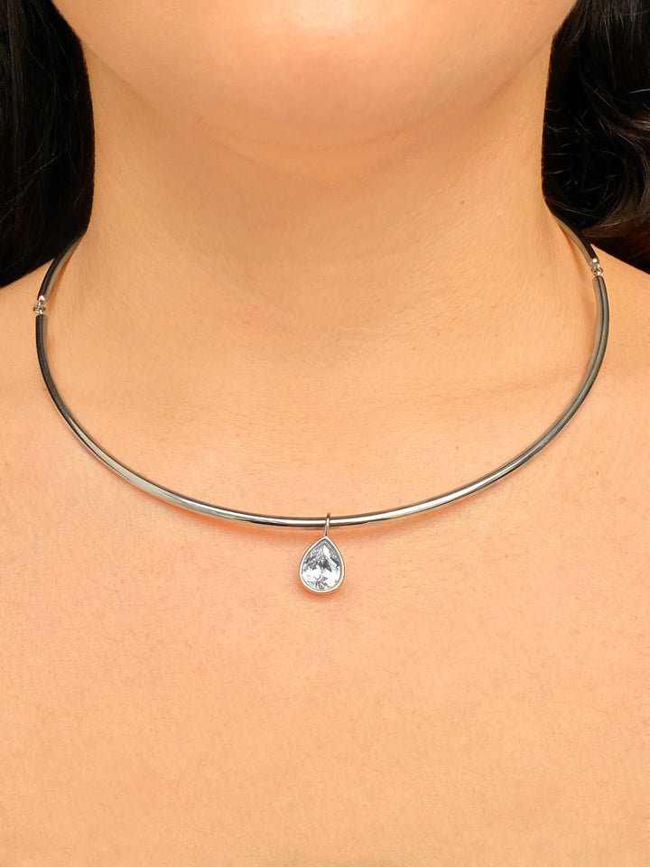Choker Rigido Dije Zirconia Gota