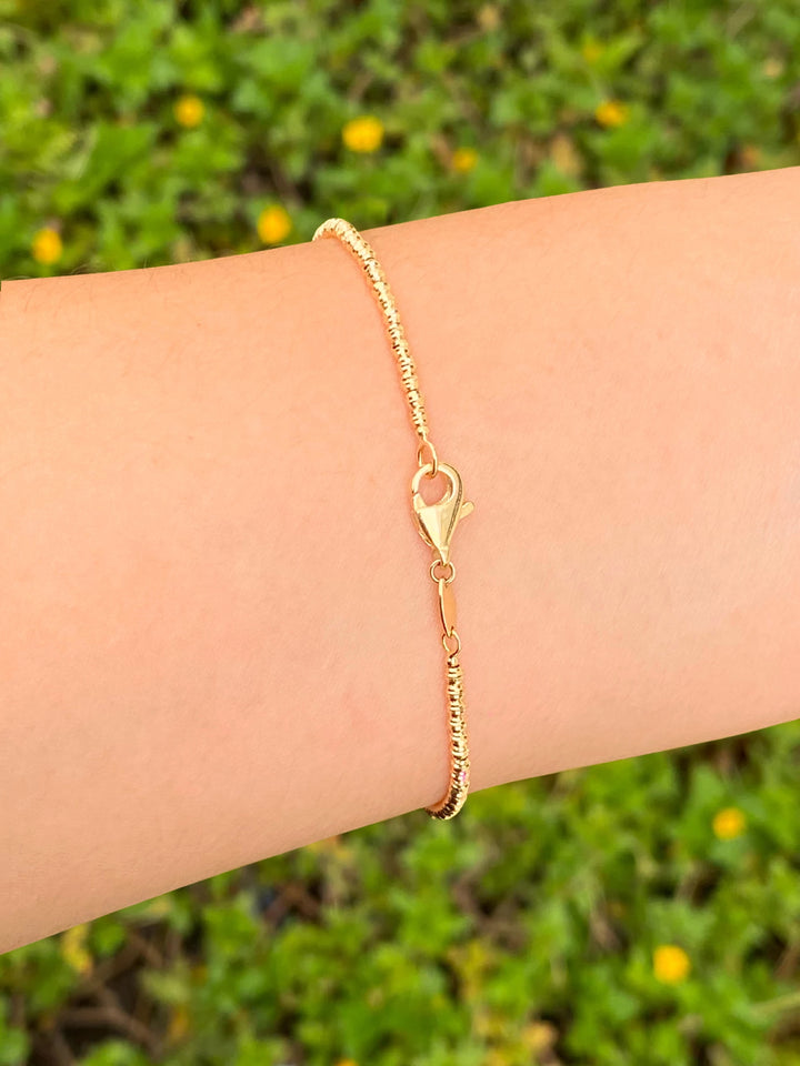 Pulsera Bolitas Con Textura Oro 14k
