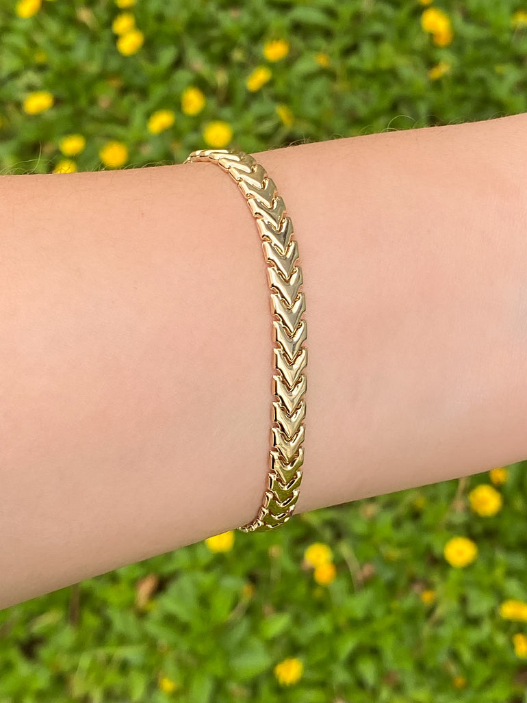 Pulsera Tipo Flechas Oro 14k