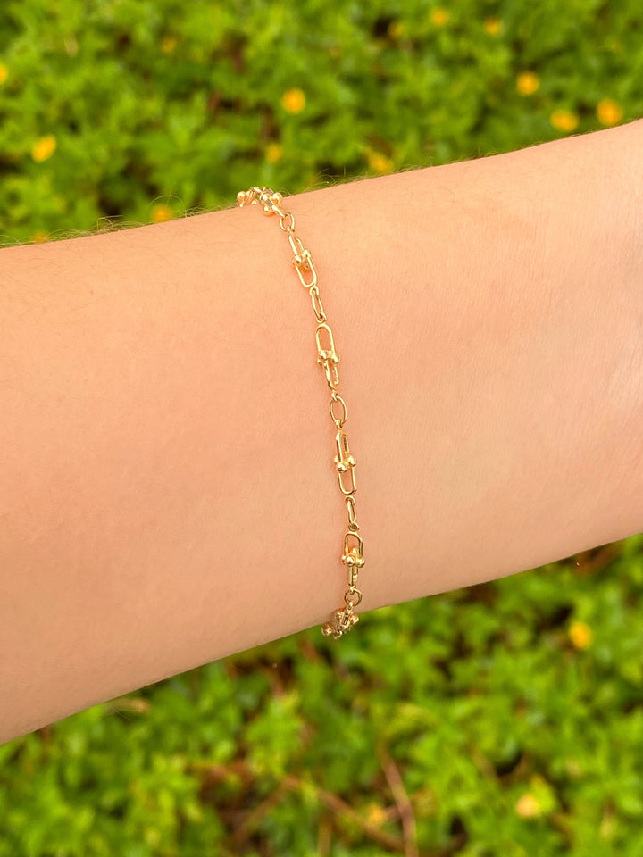 Pulsera Eslabon Tipo U Oro 14k