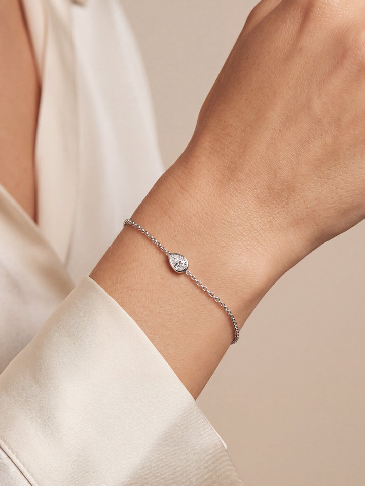 Pulsera Diamante Lab-Grown Solitario Corte Pera 0.7 Ct
