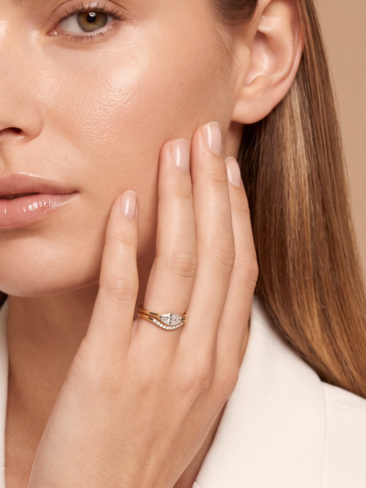 Set Anillos Con Zirconia Marquesa Y Forma V
