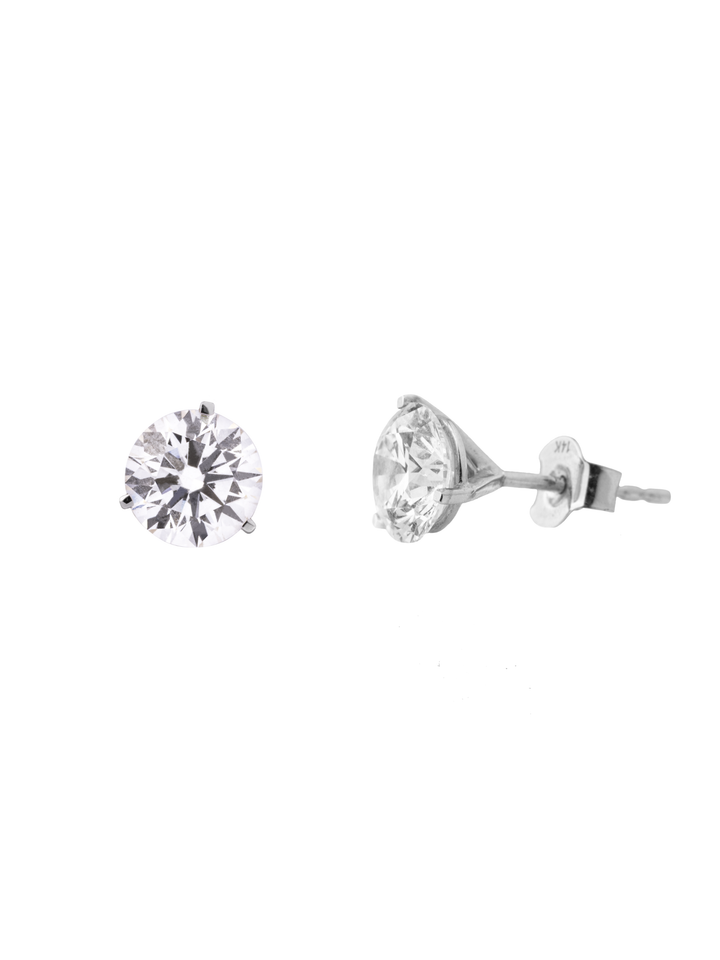 Par Aretes 3 Ct Round Diamantes Lab Grown