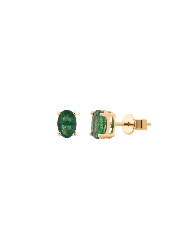 Par Arete Corte Oval Esmeralda 0.88 Ct Natural