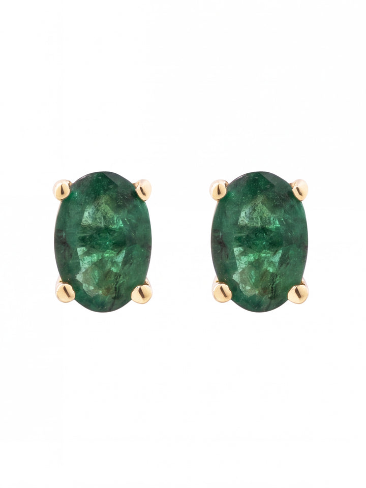 Par Arete Corte Oval Esmeralda 0.88 Ct Natural