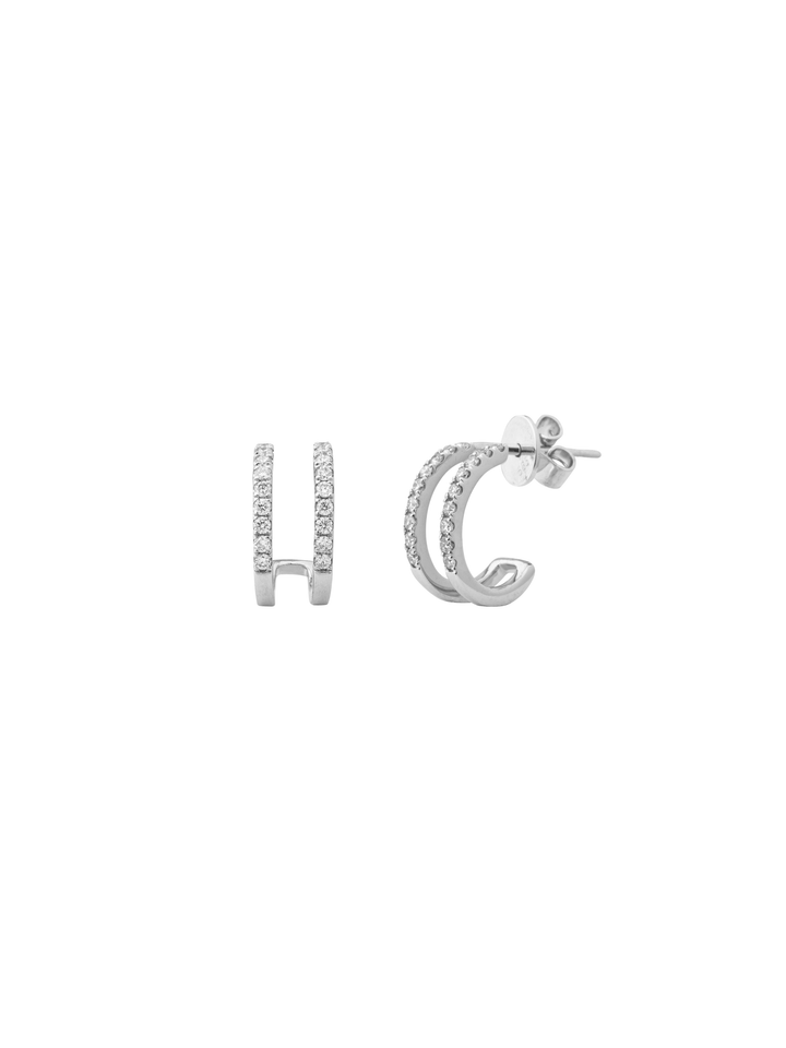 Par Semi Arracada Doble Corte Round 0.21 Ct Diamante Natural