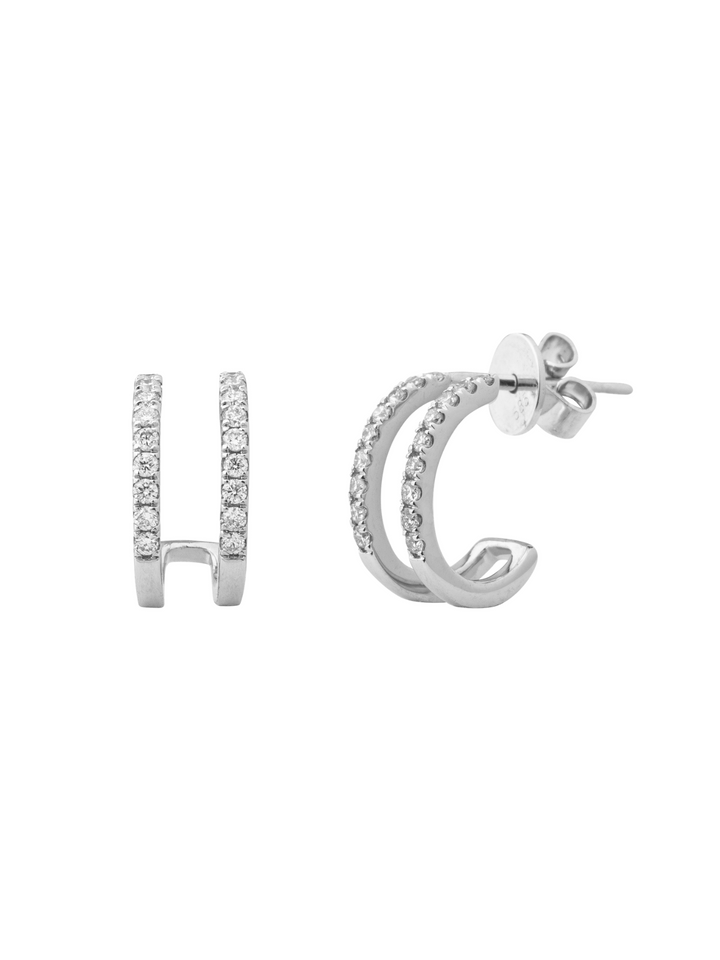 Par Semi Arracada Doble Corte Round 0.21 Ct Diamante Natural