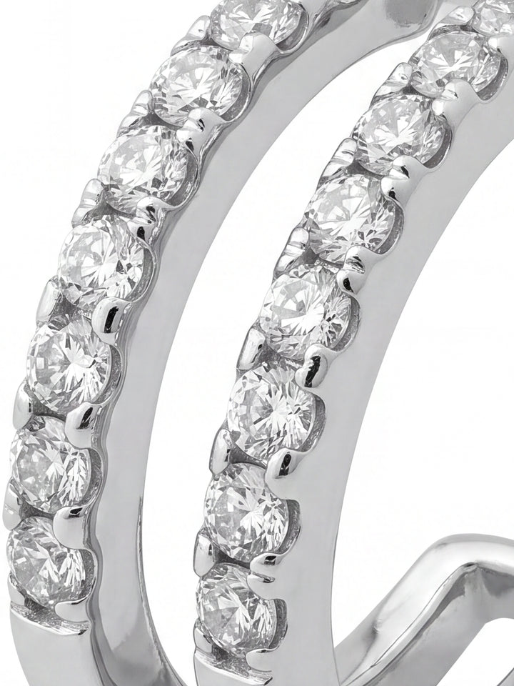 Par Semi Arracada Doble Corte Round 0.21 Ct Diamante Natural