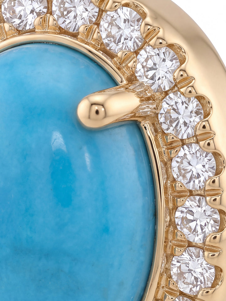 Par Arete Turquesa Oval Con Halo De Diamantes 0.87 CTTW