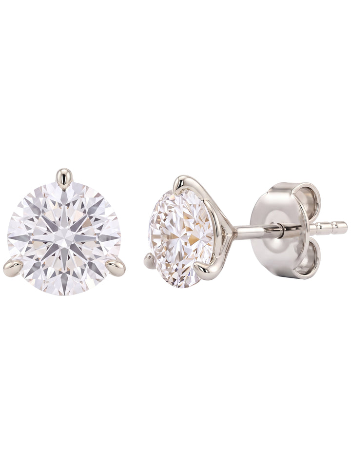 Par Arete Diamantes Lab-Grown Solitario Corte Redondo 3 Ct