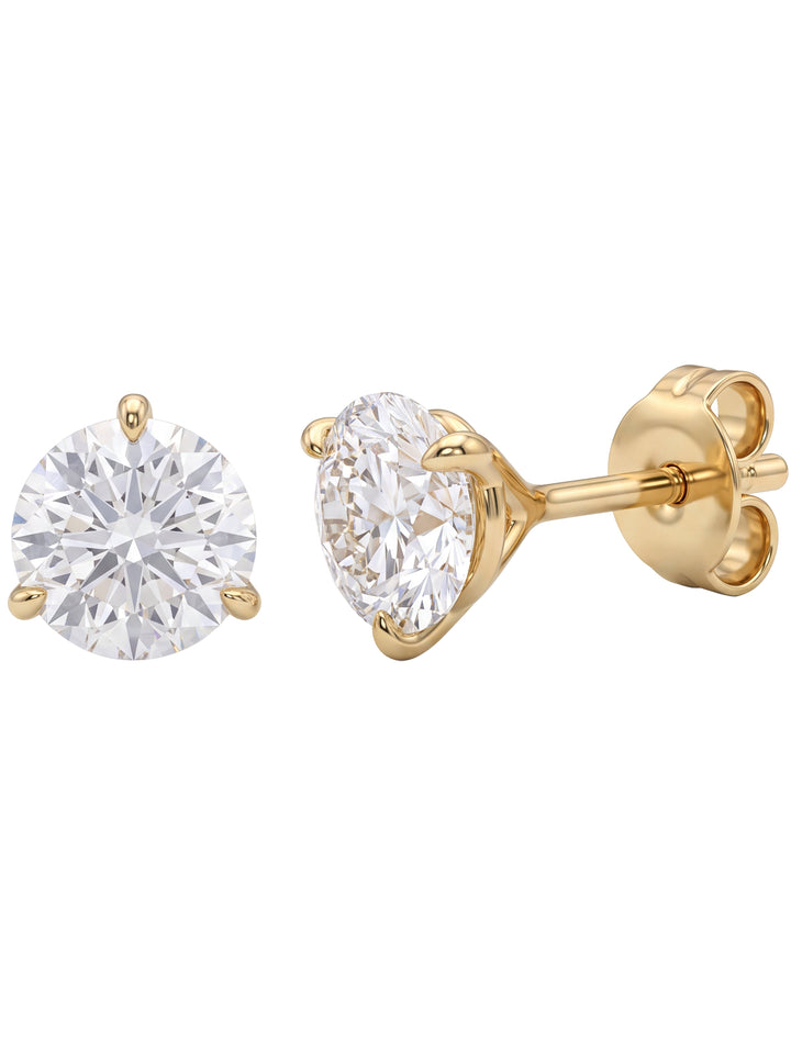 Par Arete Diamantes Lab-Grown Solitario Corte Redondo 3 Ct