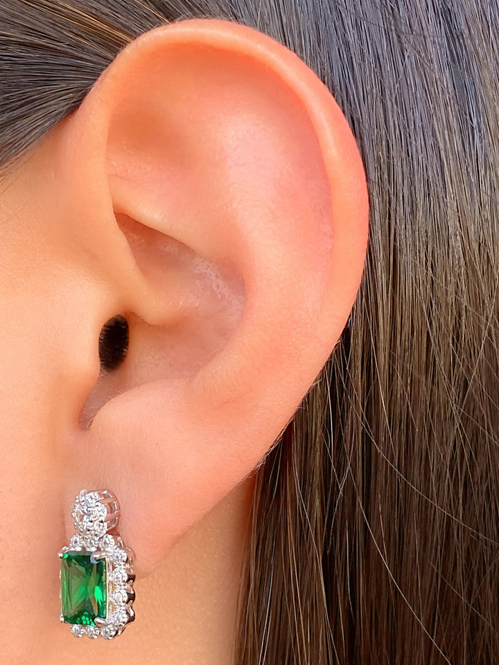 Par Arete Circulo Con Rectangulo Zirconias