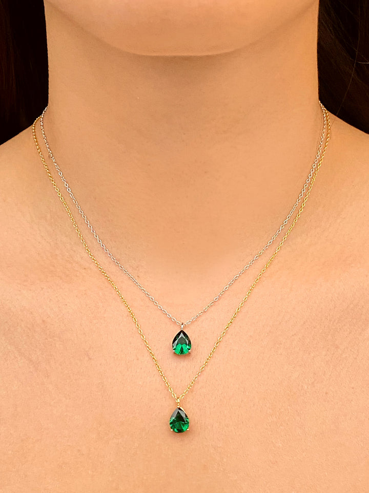 Collar Dije Gota Verde 9 mm