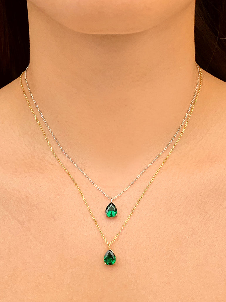 Collar Dije Gota Verde 9 mm