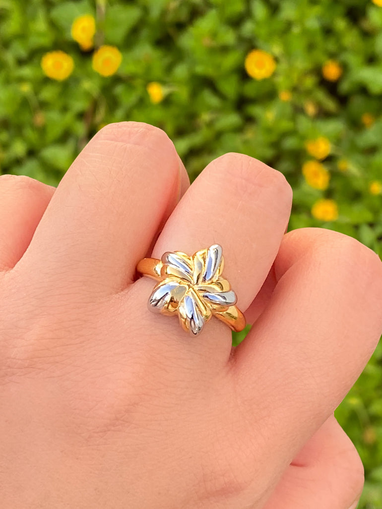 Anillo Estrella Tejida Combinada