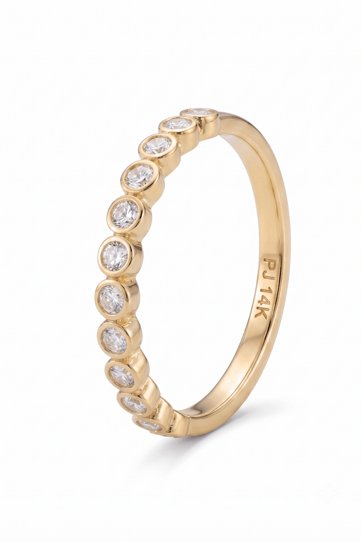 Anillo Churumbela Zirconias Redondas Oro 14k