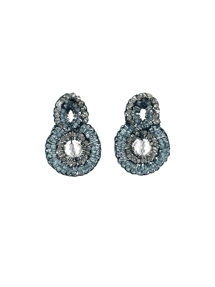 Par Aretes Círculos Azules Con Piedra