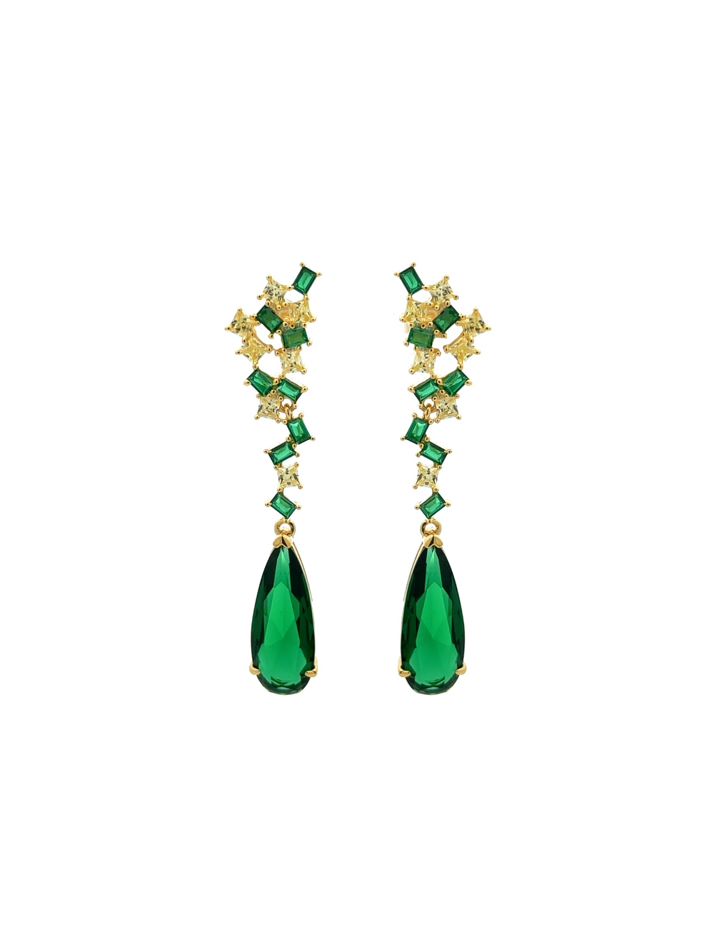 Par Arete Zirconias Con Piedra Verde