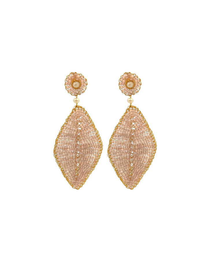 Par Aretes Hoja Rosa Dorada
