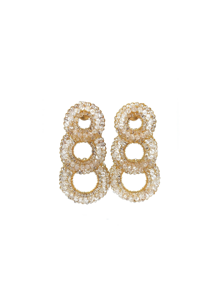 Par Aretes Triple Circulo Dorado