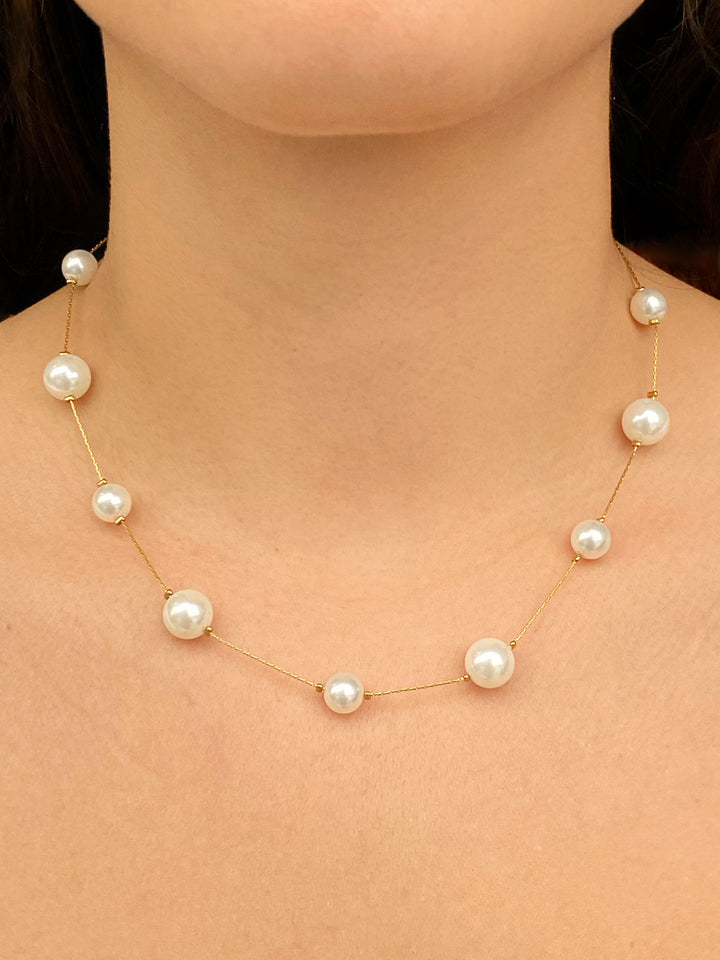 Collar Delgado Con Perlas