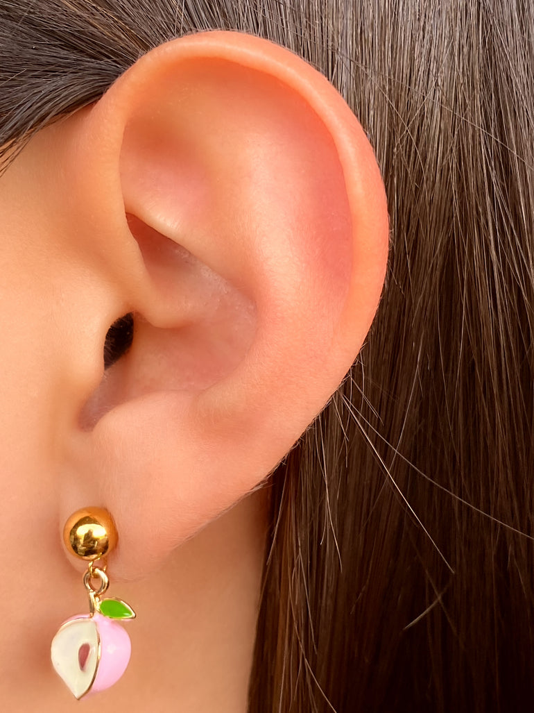 Par Arete Con Duraznos Rosas