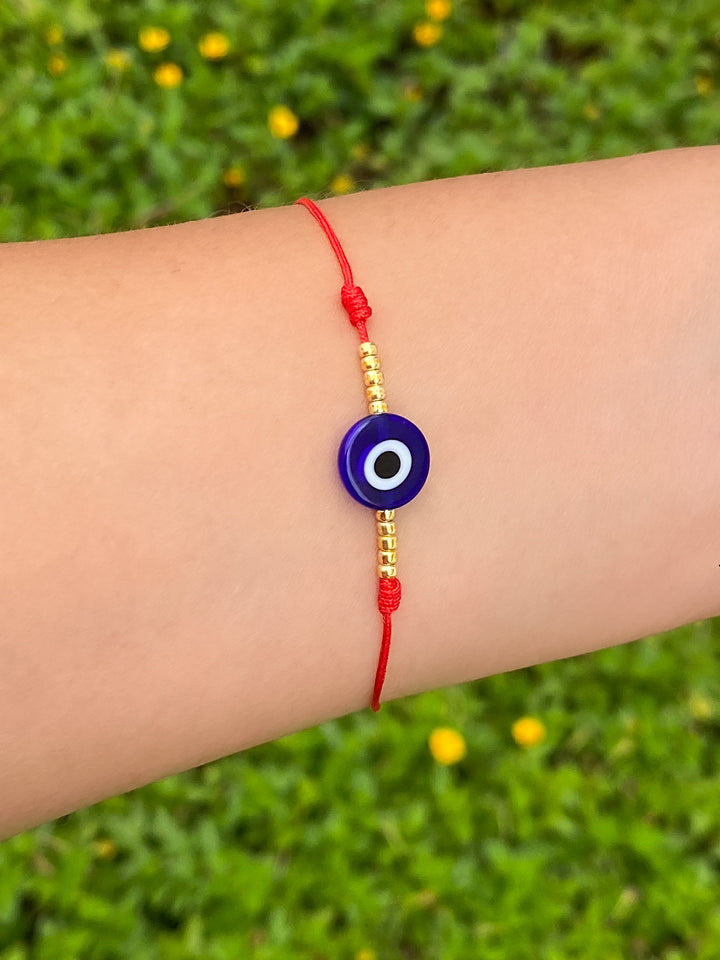 Pulsera Roja Con Ojo Azul