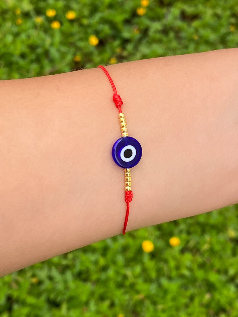 Pulsera Roja Con Ojo Azul