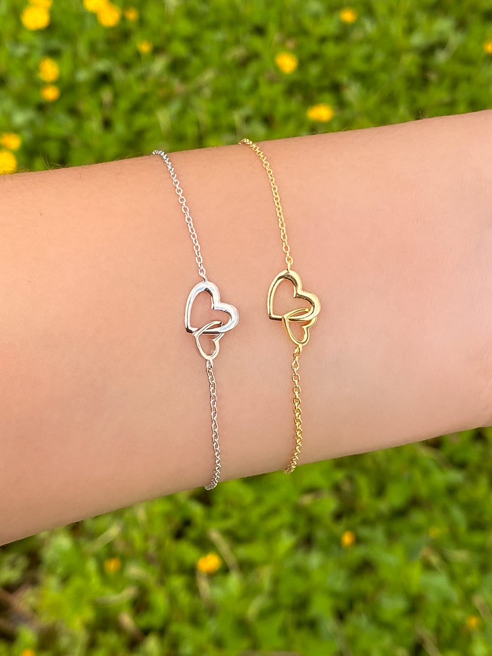 Pulsera Doble Corazon Enlazado