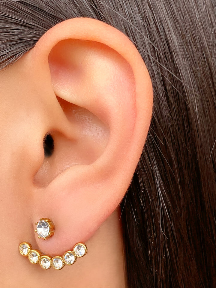 Par Arete Linea Zirconias Forma Abanico 2 en 1
