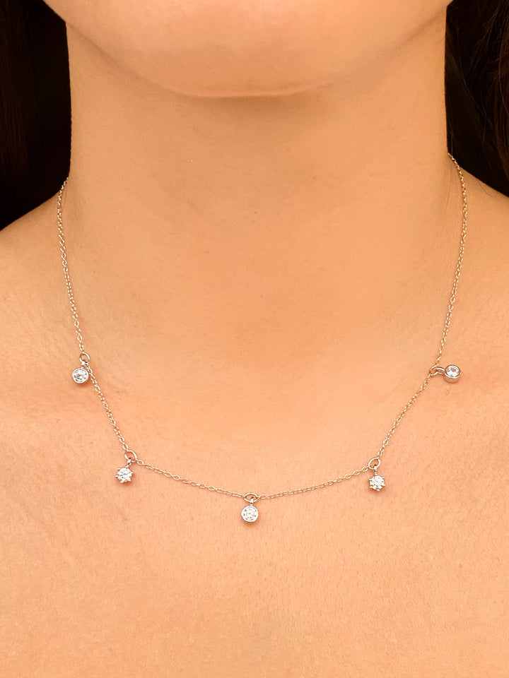 Collar Zirconias Colgantes Con Bisel