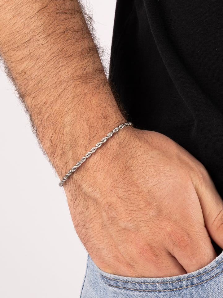 Pulsera Plateada Trenzada 3 mm