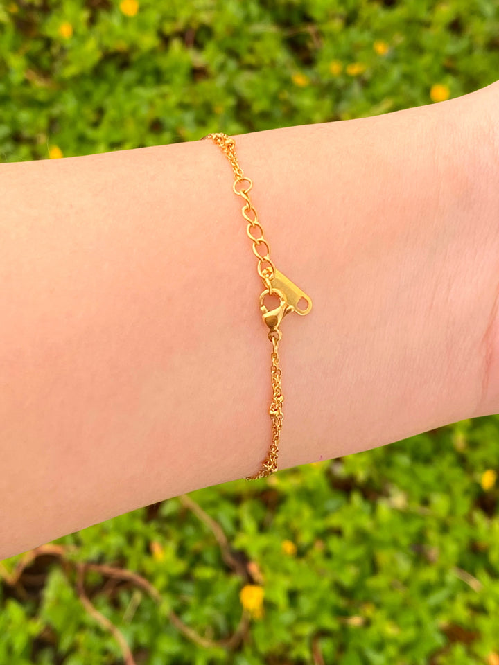 Pulsera Doble Con Corazones y Zirconias