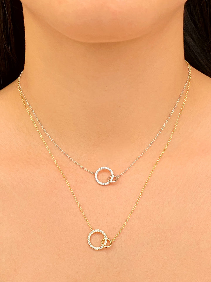 Collar Doble Circulo Con Zirconias