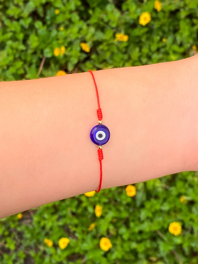 Pulsera Hilo Rojo Con Ojo Azul