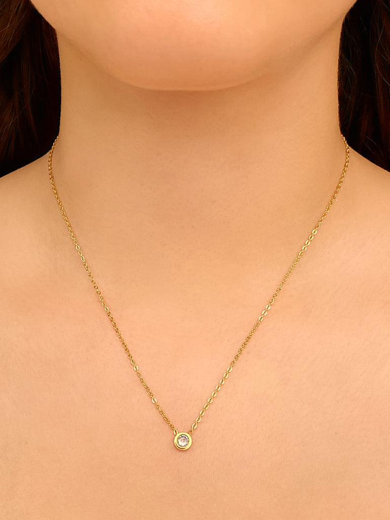 Collar Con Zirconia Redonda