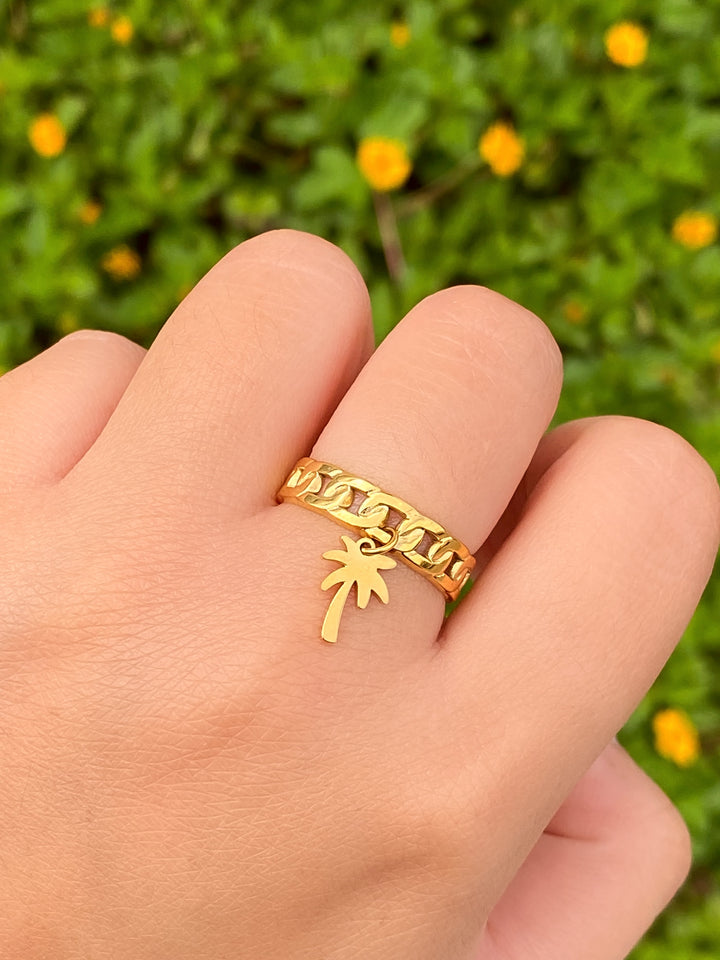 Anillo Eslabones Con Dije Palma